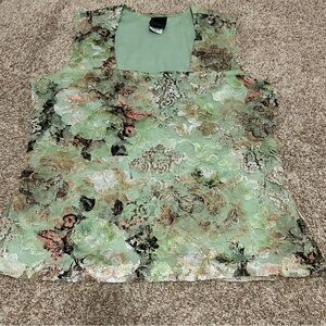 j.t.b. green lace sleeveless floral shirt tank top